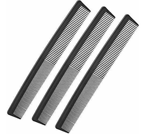 Peines - 3 Pack Black Carbon Barber Fiber Cutting Comb,fine 