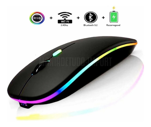 Mouse Hmaston Wireless Recarregável Led Rgb 2.4 Ghz Sem Fio