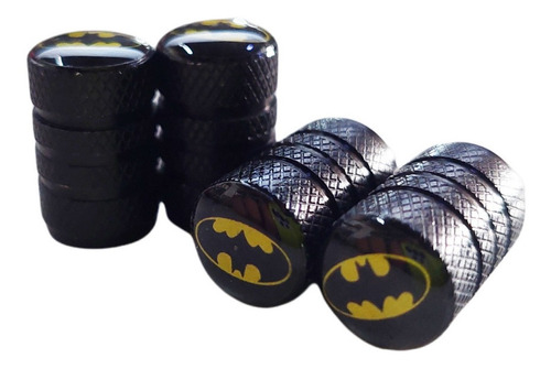 Set 4 Tapas Aire Llanta Dc Batman Aluminio Negro Universales