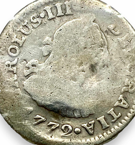 Wow Moneda De Plata 1/2 Real México Año 1772 Carlous Iii (Usado)