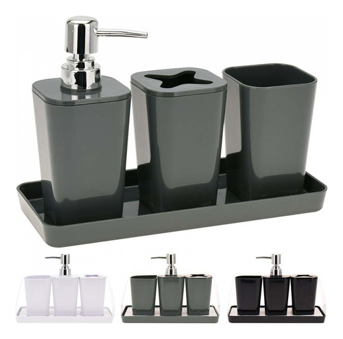 Accesorios De Baño Surtido Setx4  Blanco Negro Gris