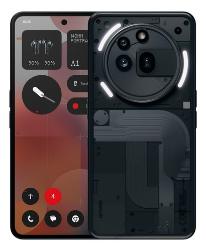 Nothing Phone (3a) Pro 12gb Ram 256gb Rom Teléfono 5g Smartphone Snapdragon 7s Gen 3 Octa Cpu 6.77'' Amoled Pantalla 120hz 3000 Nits Nfc Bluetooth 5.4 Color Negro