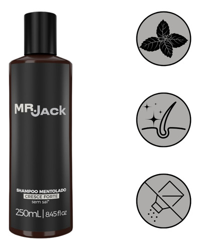 Shampoo Man Mentolado Cresce Forte Sem Sal Mr Jack 250ml