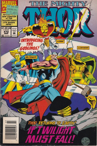 Cómic The Mighty Thor Volumen 1 N°472 Marzo 1994 Inglés