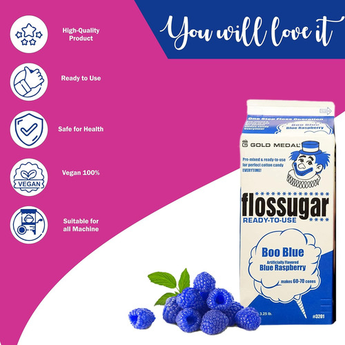 Candy Floss Sugar-raspberry Blue, 3.37 Pounds