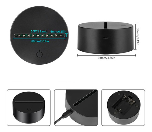 Lámpara Led 3d Rgb Con Control, 3aa O Usb En Caja
