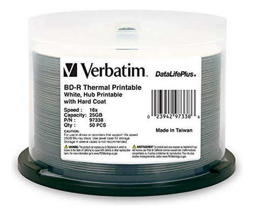 Bd-r Verbatim 25gb 16x Printable - 50pk.