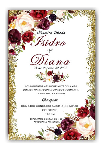 35 Invitaciones De Boda Dorado