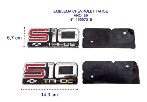 Emblemas Chevrolet S10 Tahoe / Durango 1989. Originales