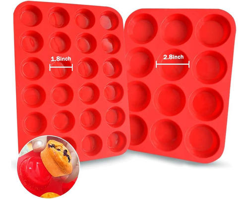 Juego De Moldes De Silicona Para Muffins Walfos, 12 Tazas No