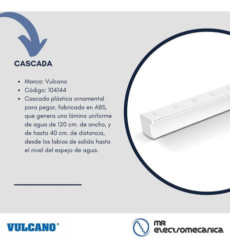 Imagen 2 de 10 de Lamina De Agua / Cascada Plástica 120 Cm. Piletas Vulcano