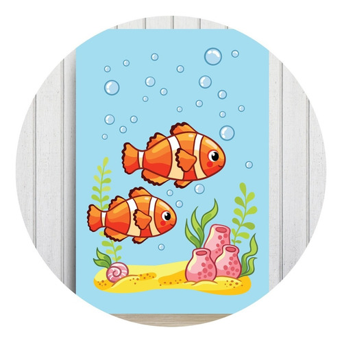 Placa Decorativa Infantil Fundo Do Mar Peixes Palhaço 20x30 Peixes-palhaços