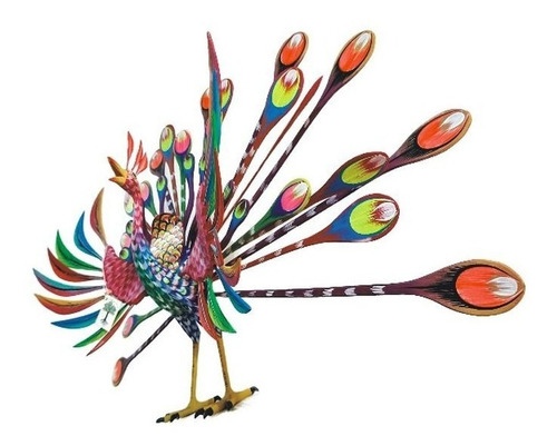 Alebrije Oaxaqueño Hecho En Madera Con Forma De Pavo Real