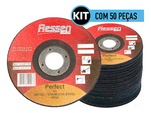 Kit 50 Disco De Corte Inox 9pol Perfect 230 X1,9mm Hessen