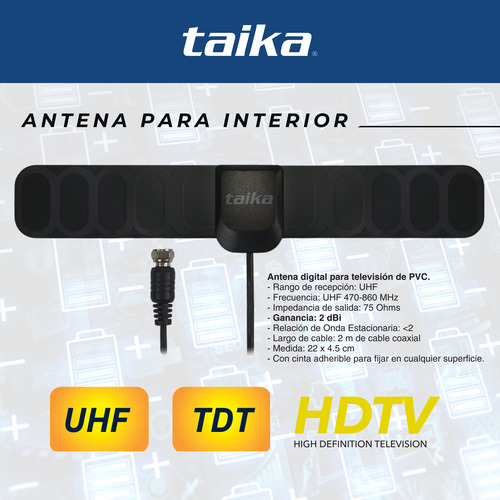 Antena Tv Universal Taika Digital Para Interiores Full Hd Negro