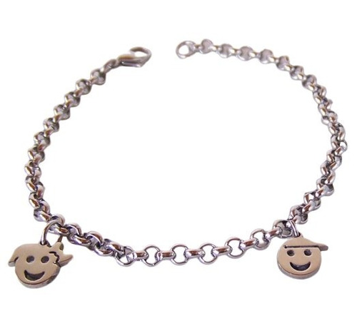 Pulsera  Acero Quirurgico Rolo + 5 Unidades Dije Nene/ Nena