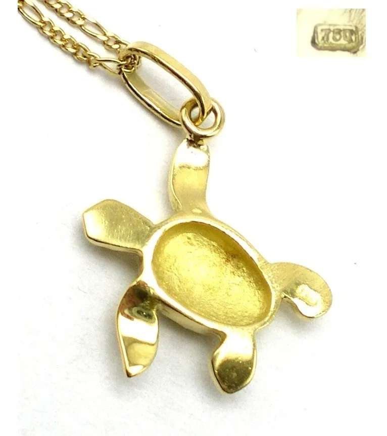 Cadena Y Dije De Tortuga De Oro 18 Kt