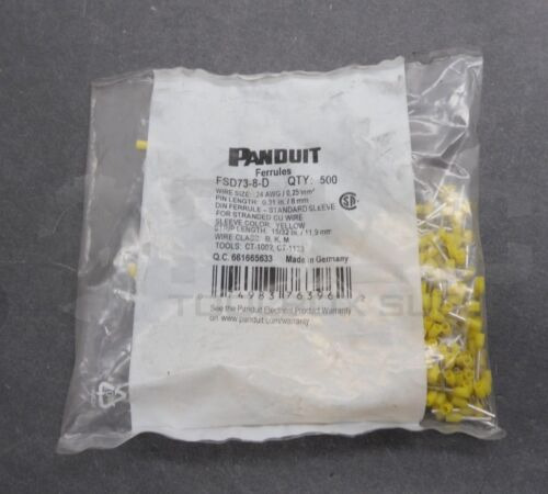 Sealed New Bag Of 500 Panduit Fsd73-8-d Ferrules 0.31 24awg