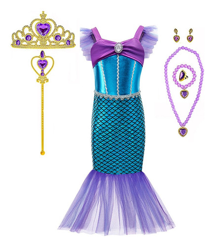 Elegante Ropa De Sirena Para Cosplay De Ariel Para Niñas