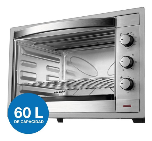 Imagen 2 de 10 de Horno Electrico Peabody Pe-he6065 Gris 60lts 2200w Acero