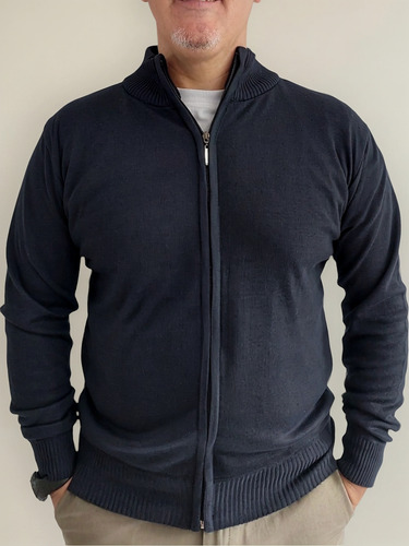 Campera Tejida De Hilo Con Cierre
