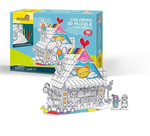 Dos Casas Puzzle 3d Para Colorear Toy House Y Candy House
