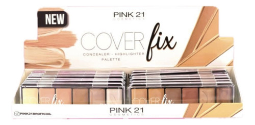 Display 12 Paleta De Corretivo Iluminador Cover Fix Pink 21