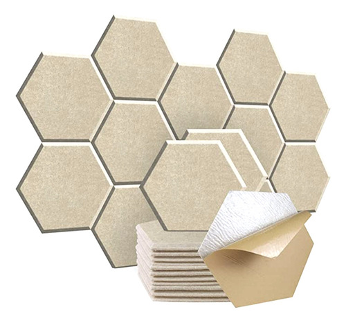 Panel Acústico Hexagonal De 12 Piezas, 12 X 10 X 0.4 Pulgada