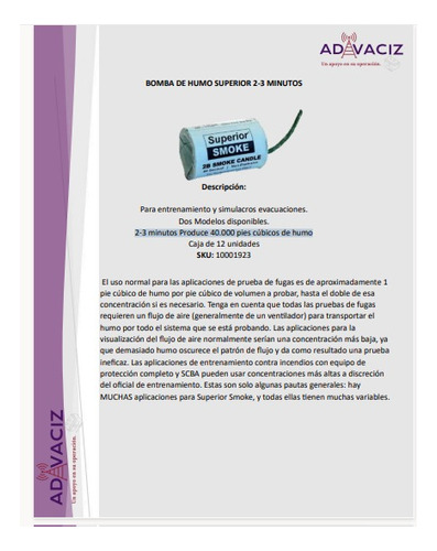 Bomba De Humo De 2-3 Minutos Caja 12 Unidades 
