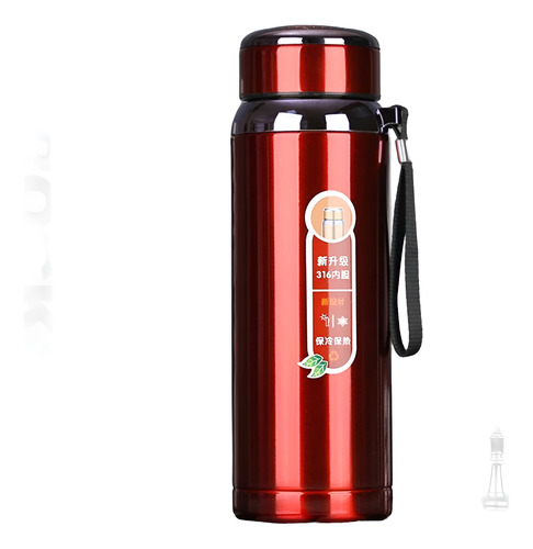 Termo 1 L Vaso Botella Acero Inoxidable Agua Fría/caliente Rojo