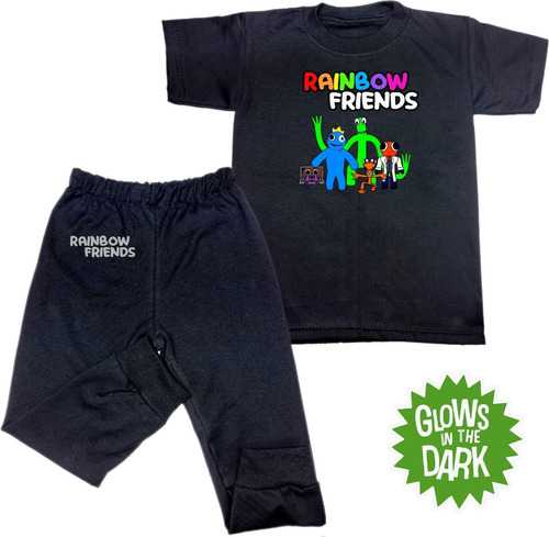 Pijama Rainbow Friends Para Niños  Brilla En La Oscuridad