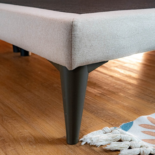 Cama Individual Roomi Livy Base Plegable Y Cabecera Color Beige Linen