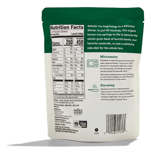 365 By Whole Foods Market, Arroz Integral Integral 90 Segund