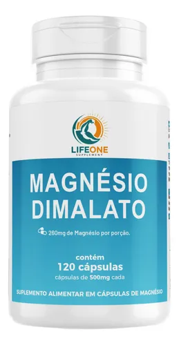 Magnesio Dimalato 120 Cápsulas 600mg Concentrado - Life One Sabor...