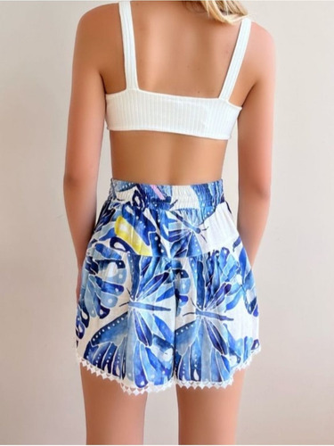 Farm Shorts Estampado Borboblue Azul Farm