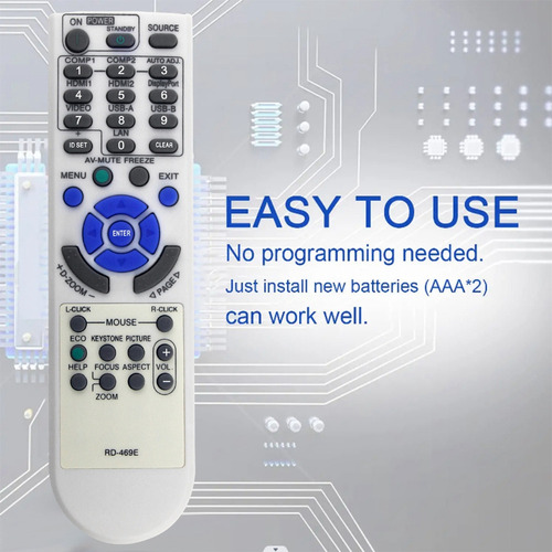 A Control Remoto De Repuesto Rd-469e For El Proyector Nec