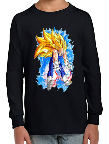 Polera Manga Larga Niño Vegeta Colores Exclusivo 100%algodón