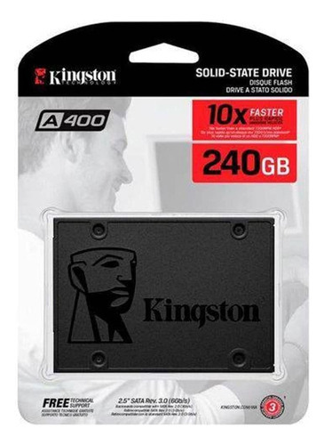 SSD Kingston 240 Gb Cor Preto SA400 240G