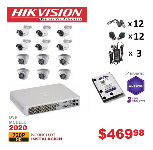 Kit 4 6 8 10 Camaras Seguridad Vigilancia 720p Hikvision