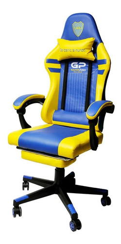 Silla Gamer 381tb Butaca Azul Y Oro Boca Junior Campeon