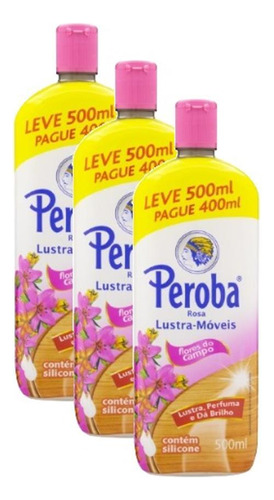 Kit 3 Lustra Móveis Peroba Flores Do Campo King 500ml