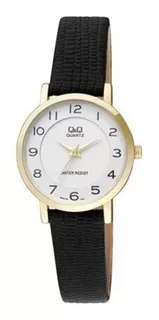 Reloj Para Mujer Q&q Q945j104y Negro Color de la correa Plateado