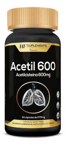 Acetilcisteina 600mg 30caps Pulmao Saudavel Hf Suplements