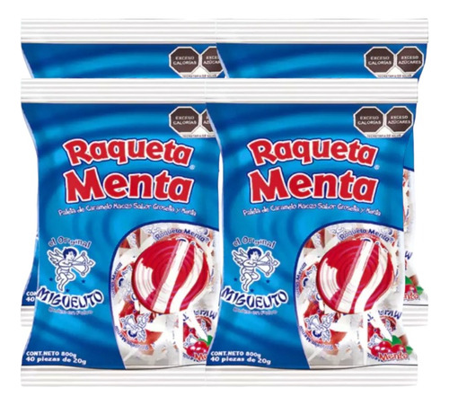 Miguelito Paleta Raqueta De Menta 160 Piezas