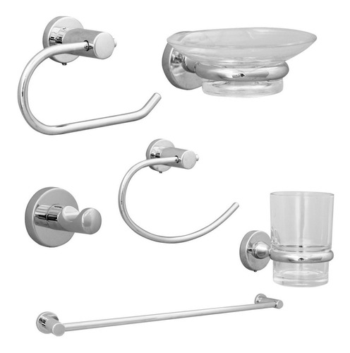 Kit De Accesorios De Baño Klass (6 Und) Cromado Vainsa