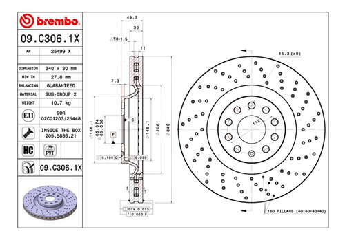 Imagen 2 de 3 de Discos Del (2) Brembo Xtra Perforado Cupra Leon Formentor