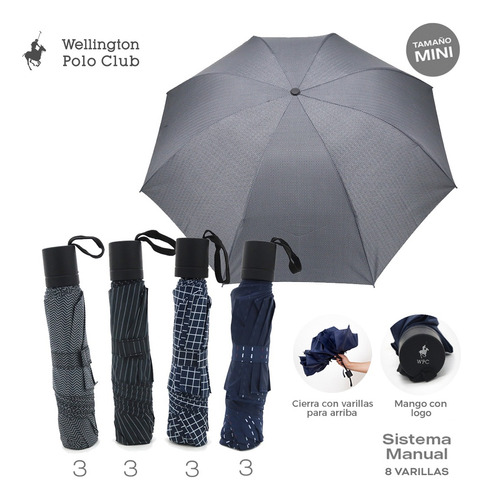 Paraguas Tamaño Mini Wellington Polo Sistema Manual