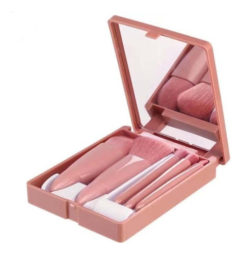 Set 5 Brochas De Maquillaje Profesionales Con Estuche Espejo