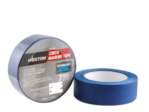 48 Cintas Masking Tape Azul 7 Días 38mm X 50m Marca Weston