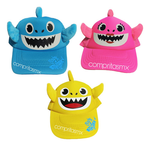 Gorra Baby Shark Ajustable Mama Papa Hijo Con Aleta 